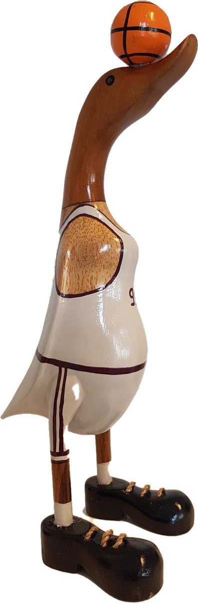 Fire Houten eend Baseball No. 99 Basketbal nummer 99. Handgemaakt. 35 cm hoog.