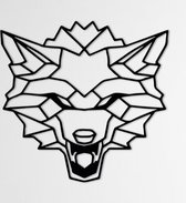 LINE ART, WOLF - Wolvenkop zwart -  Wanddecoratie - Hout - XL 80 cm