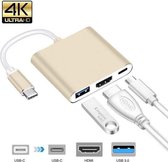 USB-C naar USB 3.0, HDMI en USB-C adapter - geschikt voor Macbook - Rosé Goud