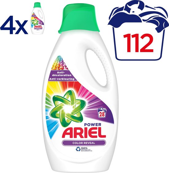 Ariel Color Reveal - Megabox 4 x 28 Lavages - Détergent liquide