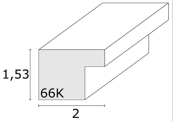 Dessin technique d'un cadre avec des dimensions de 1,53 et 2, avec '66K' indiqué.