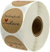 1 rol Stickers/Zelfklevers "Handmade with Love" (per 500 Stickers/Zelfklevers)