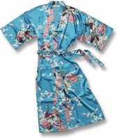 TA-HWA - Dames Kimono - met Pauw Motief - Turquoise - Maat L