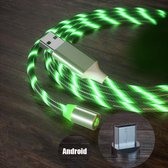 Lichtgevende oplaadkabel - Oplaadkabel lichtgevend - Micro USB Android oplader - Flowing light USB cable - Lightning kabel - 1 meter - Groen