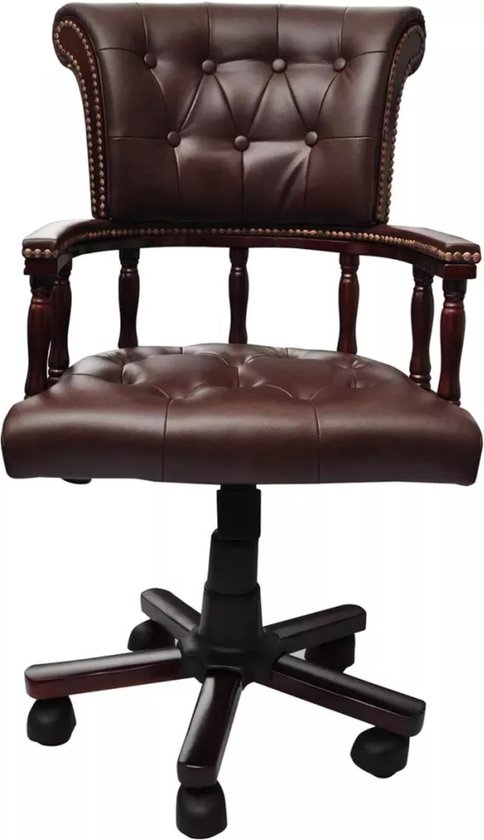 Chaise de bureau - Chesterfield - marron - cuir artificiel | bol
