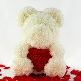 Rozen beer 40 cm – Rozen teddybeer – Rose Bear - Valentijn – Rozenbeer - Wit