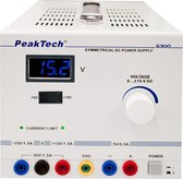 Peaktech 6300 - symmetrische DC voeding -  0 - +/- 15 V DC - traploos instelbaar - 30 V DC max.