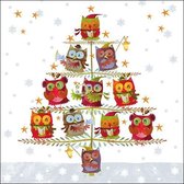 Ambiente Christmas Tree with Owls papieren servetten