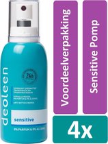 Deoleen Deodorant Spray 75 ml Sensitive Pomp 4 stuks Voordeelverpakking