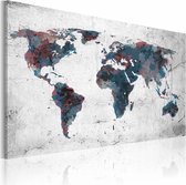 Schilderij -  Wereldkaart - Continenten , premium print op canvas