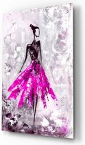 Insigne Glazen Schilderijen - Abstract - Vrouw Roze Rok - Glasschilderij - 72×46 cm - 4 mm