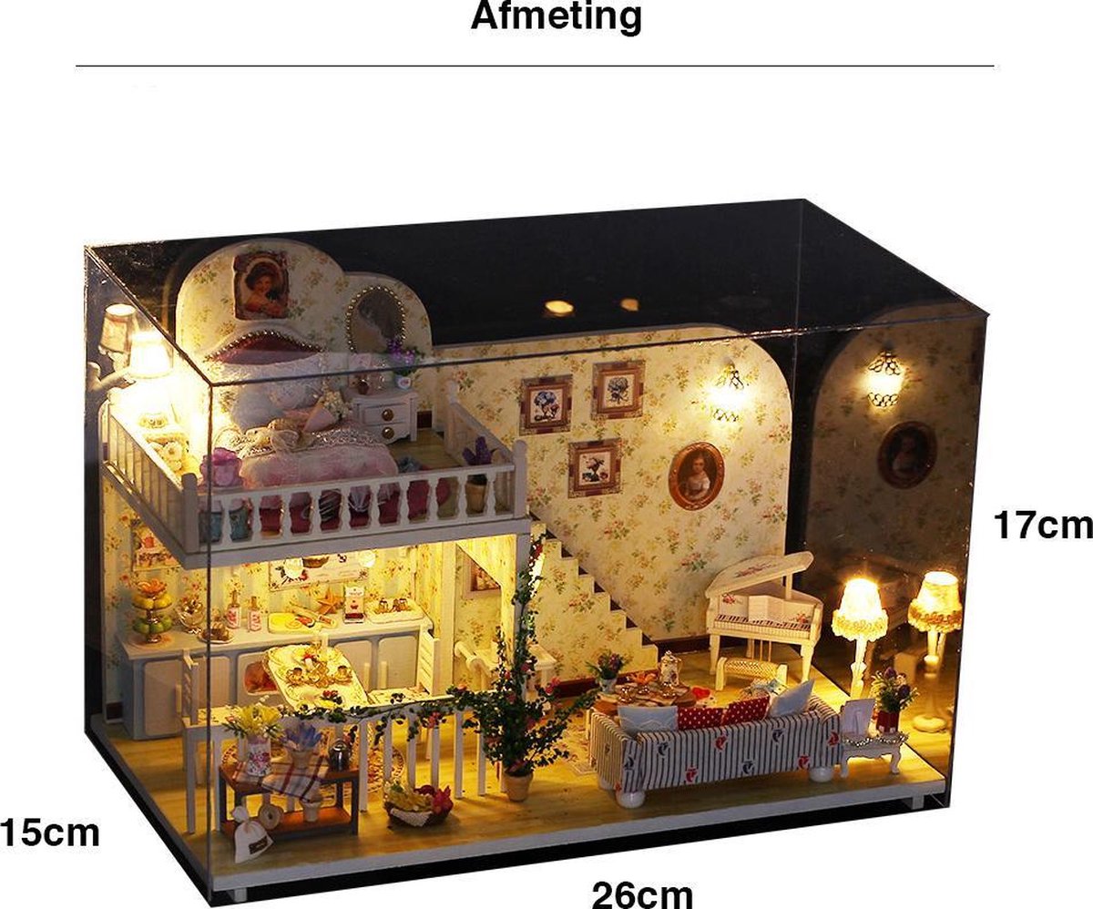 DIY Poppenhuis Miniatuur poppenhuis met LED licht – Houten modelbouw – Bouwpakket –... | bol.com