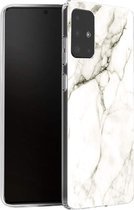 Marmerprint telefoonhoesje geschikt voor Samsung Galaxy A71 Hoesje Marmer Wit x Zwart