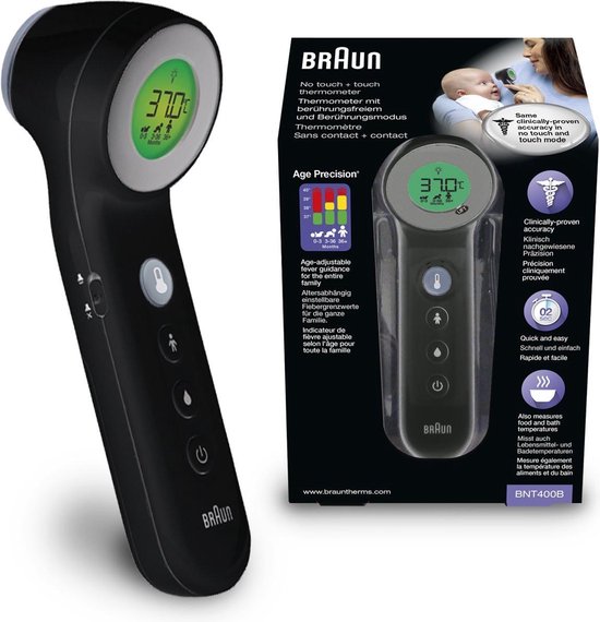 Braun 3 in 1 no touch Thermometer BNT400 Voorhoofd Koorts