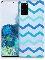 Geschikt voor Samsung Galaxy S20 Plus TPU bumper Zigzag Blauw