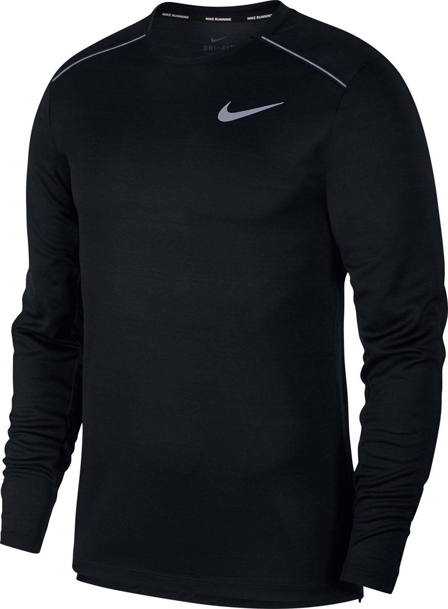 Nike Dry Miler Top Ls Sportshirt Heren /Reflective Silv Zwart
