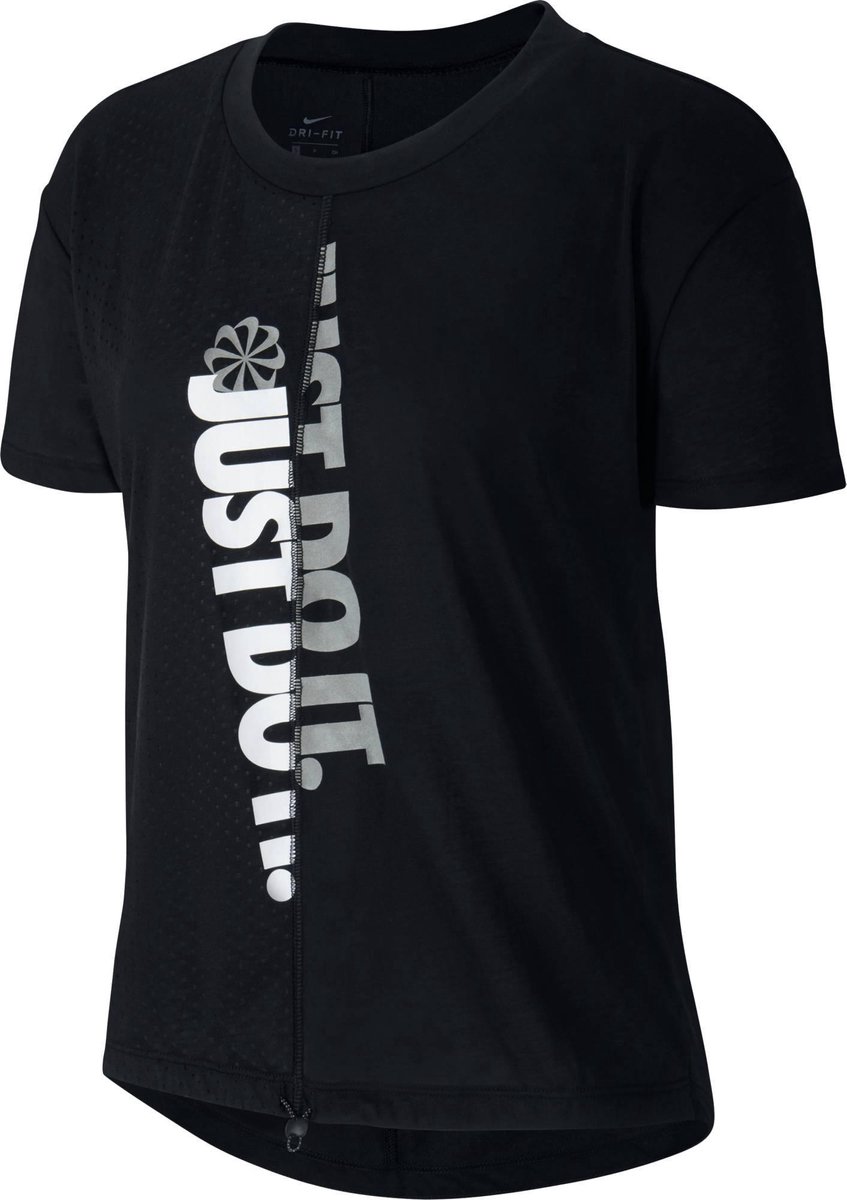 Nike Nk Icnclsh Top Ss Sportshirt Dames /Reflective Silv Zwart
