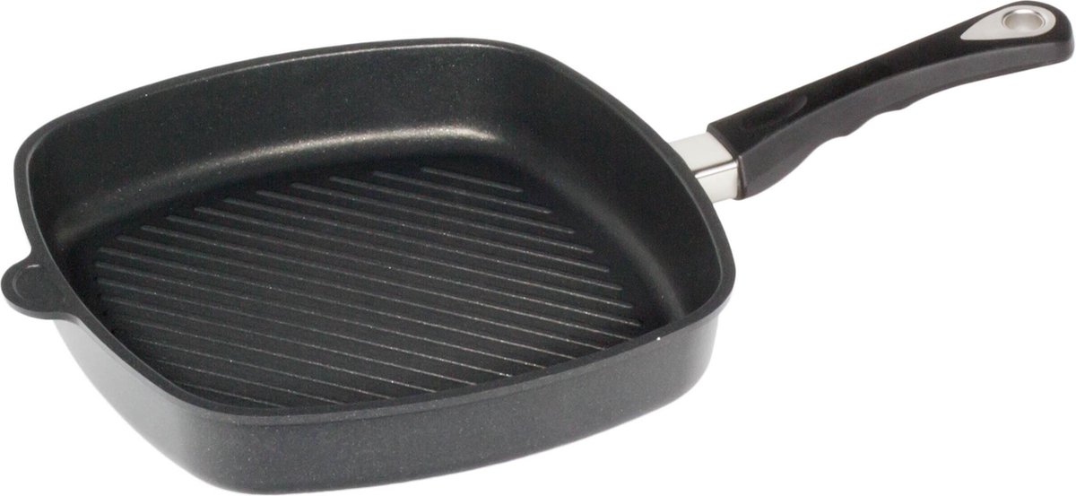 AMT Gastroguss Vierkante grillpan - 28 cm - BBQ rhombus grilloppervlak - Lotan® antiaanbaklaag - Inductiegeschikt