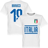 Italië Bonucci 19 Team T-Shirt - Wit - XXXXL