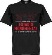 River Plate Estadio Monumental Coördinaten T-Shirt - Zwart - 5XL