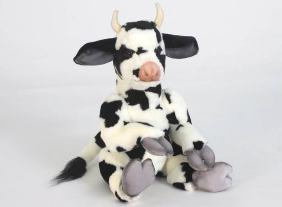 Peluche vache noire et blanche 35 cm