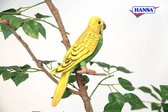 Hansa pluche grasparkiet tropische vogel deco knuffel 15 cm