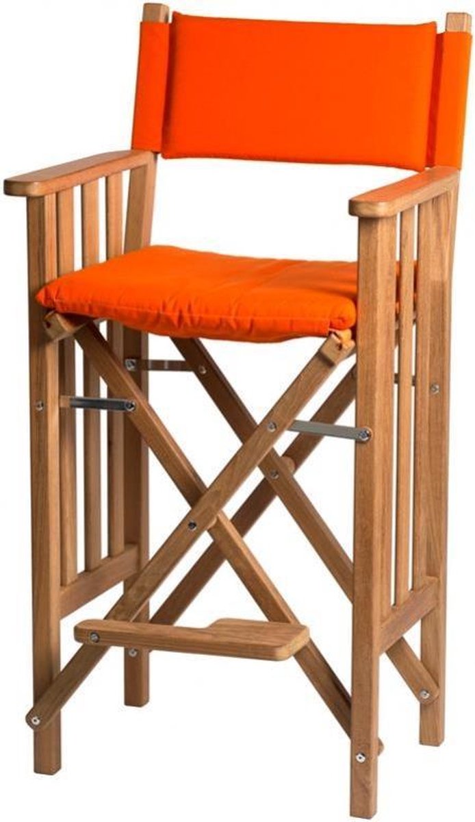 Stuurstoel II Hoog Teak Premium met Oranje kussenset