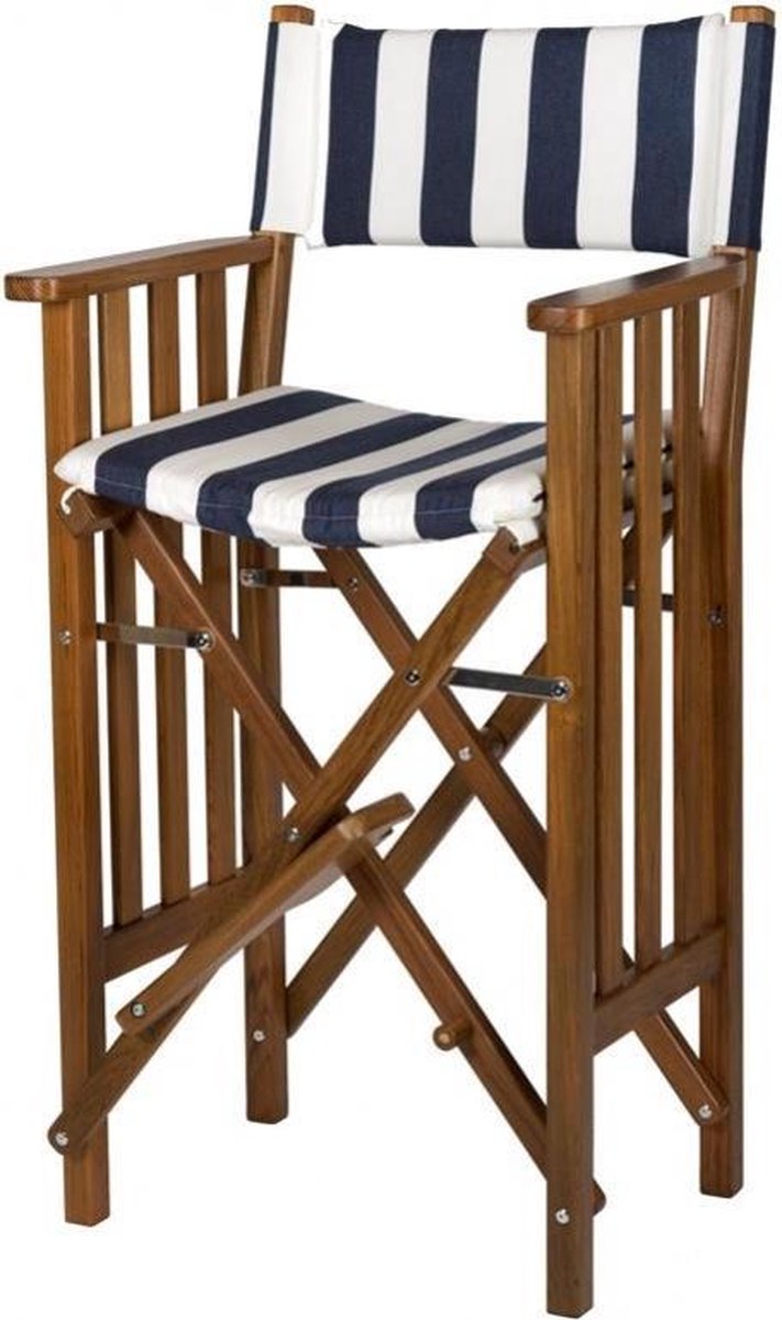 Stuurstoel II Hoog Teak Premium met Navy / Witte kussenset