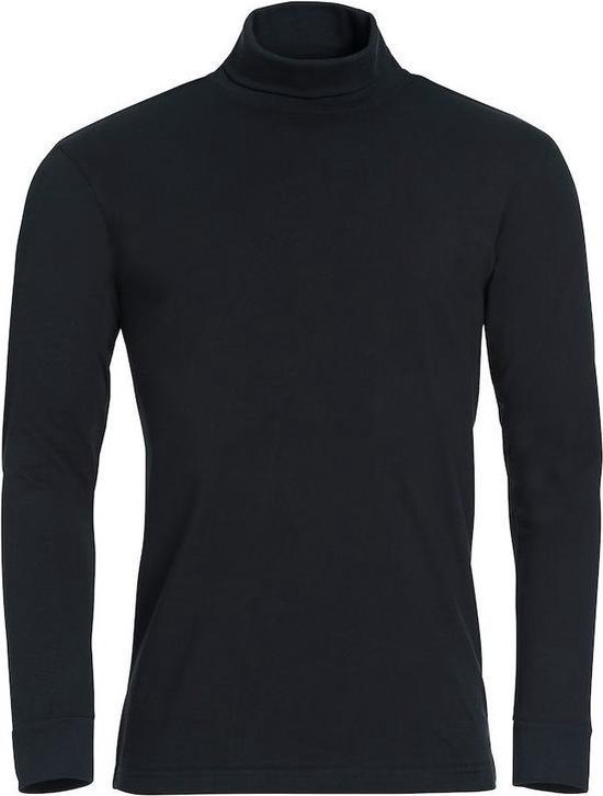 Zwart t-shirt met col en lange mouw heren bol.com