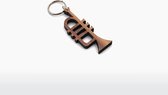 Houten Sleutelhanger – Trompet – Walnoot