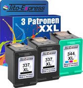 Set van 3x gerecyclede inkt cartridges voor HP 337XL & 344XL