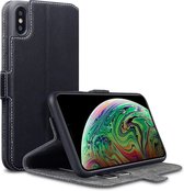 Apple iPhone XS Max hoesje - MobyDefend slim-fit extra dunne bookcase - Zwart - GSM Hoesje - Telefoonhoesje Geschikt Voor: Apple iPhone XS Max