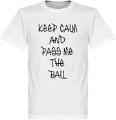 Keep Calm And Pass Me The Ball Handwriting T-Shirt - XS