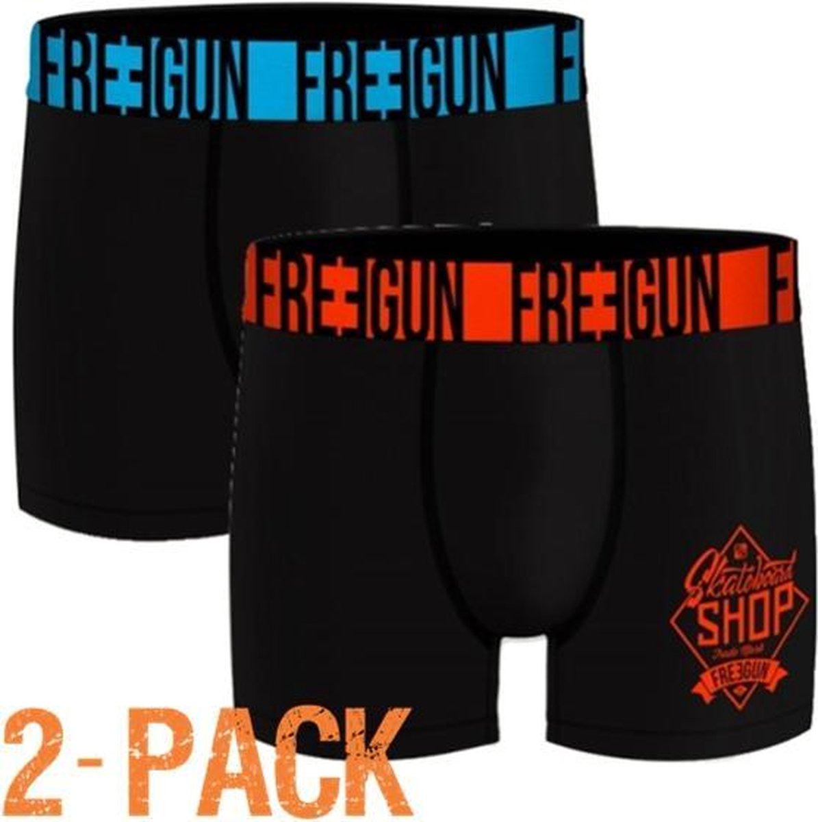 Freegun microvezel | MAAT S | 2-pack heren boxershorts | Skateboardshop zwart