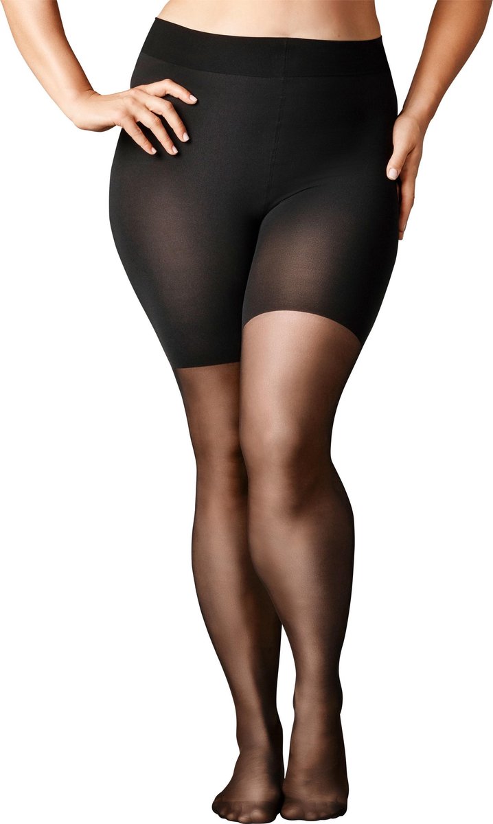 FALKE Beauty Plus eenkleurig materiaal transparant 20 DEN panty dames zwart - maat D LONG