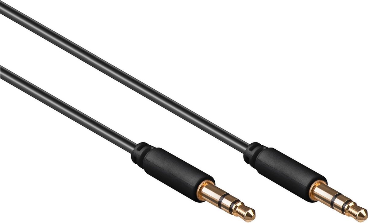 3,5mm Jack stereo audio slim kabel / zwart - 1 meter