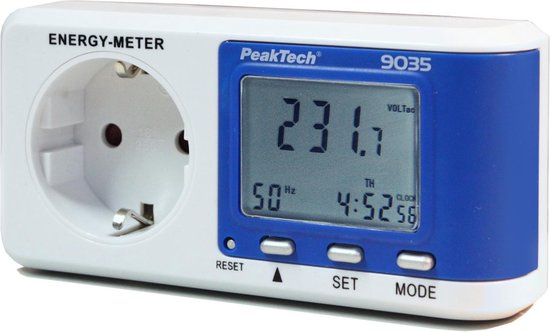 Peaktech 9035 - energiemeter - resolutie van 0,1 W - Enkel voor NL (randaarde)