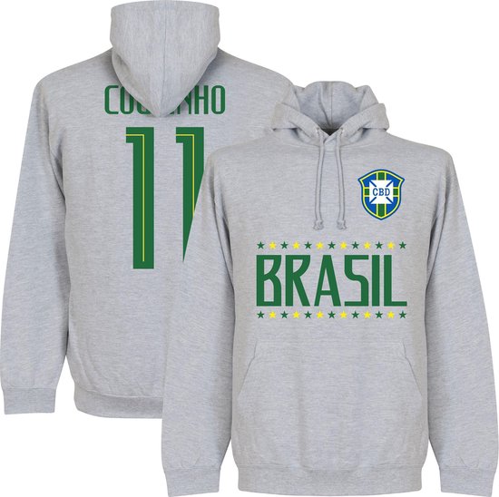 Brazilië Coutinho 11 Team Hooded Sweater - Grijs