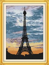 Artstudioclub®  borduurpakketten volwassenen De Eiffeltoren bij zonsondergang 25 × 34 cm
