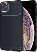 Apple iPhone 11 Pro Carbon Backcover - Donkerblauw - TPU