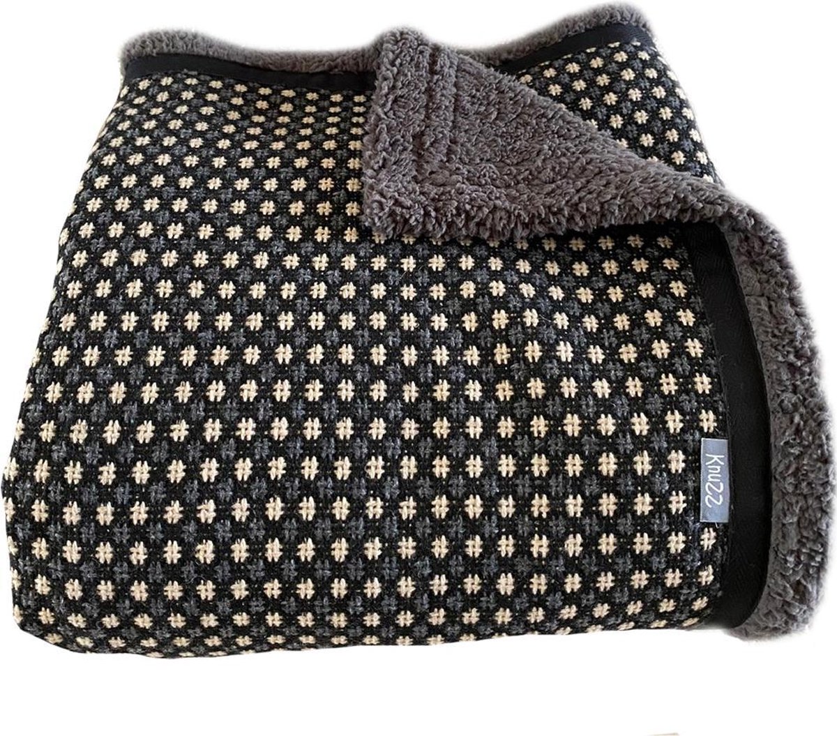 Grote grijze wollen woondeken / plaid met stippen 180 x 150 cm