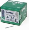Spax Spaanplaatschroef Verzinkt Torx 4.5 x 45 - 200 stuks