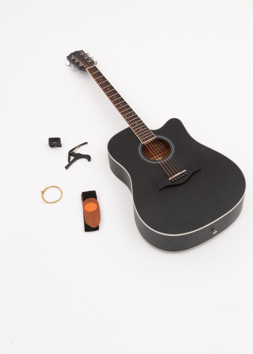 Akoestische Zwarte gitaar basis pakket