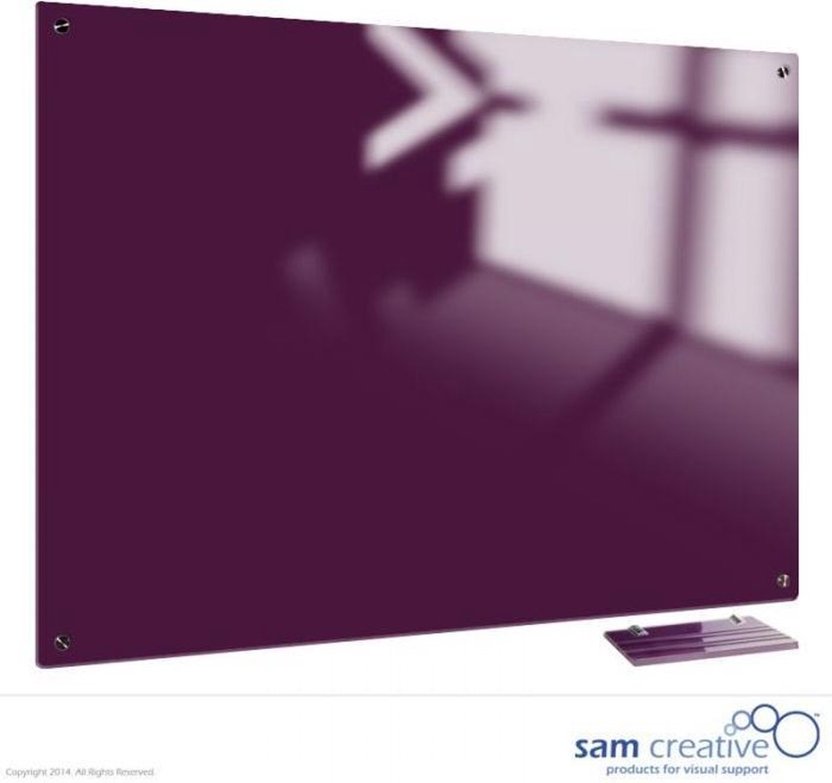 Whiteboard Glas Solid Perfectly Purple 60x90 cm | sam creative whiteboard | Purple Magnetic whiteboard | Glassboard Magnetic - Sam Creative