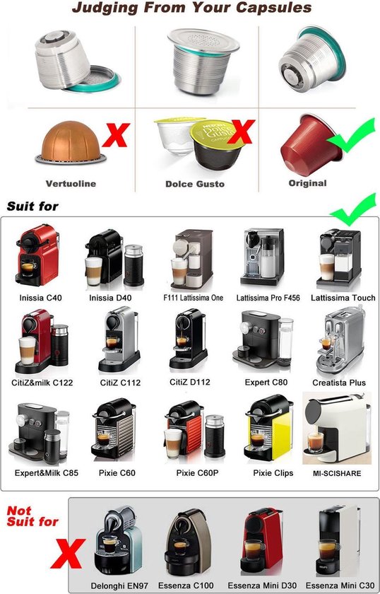 Herbruikbare Nespresso Cups - Complete Set - Hoogwaardig RVS - Hervulbare  capsule -... | bol.com