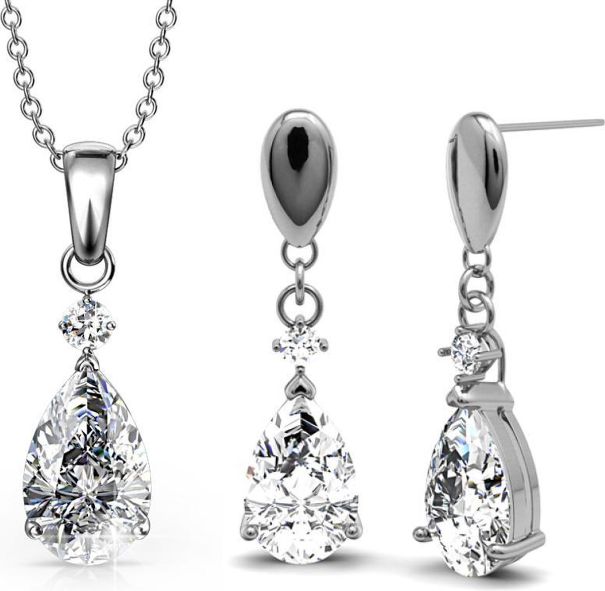Yolora ketting met hanger en oorbellen set met Swarovski kristal -  geschenkset dames -... | bol.com