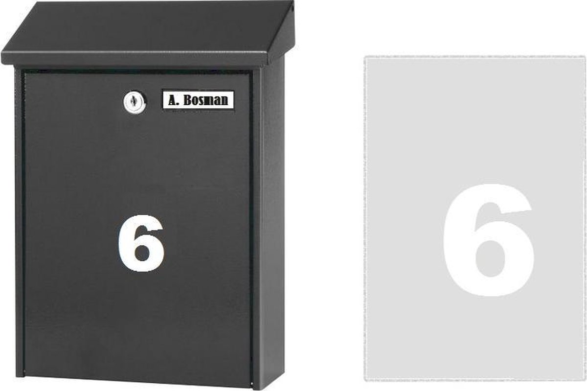 wetenschapper opzettelijk Dekking Huisnummer sticker 6 WIT (6cm hoog) / plakcijfer / cijfersticker | bol.com