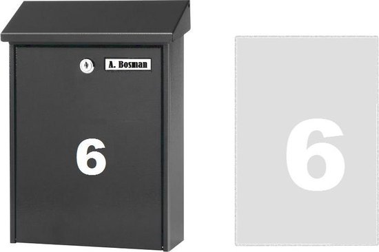 Huisnummer sticker 6 WIT (6cm hoog) / plakcijfer / cijfersticker | bol.com