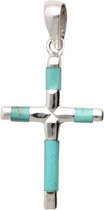 Zilveren Kruis met turquoise kettinghanger