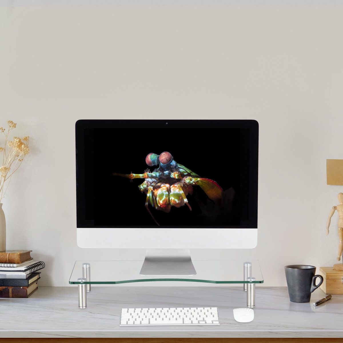 relaxdays monitor verhoger glas monitorstandaard